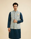 Delicate Blue Shankh Patterned Jacket